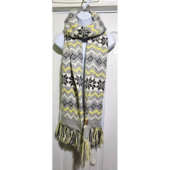 GAP Nordic Fair Isle Sweater Scarf Chunky Snowflake Wool Winter Rectangle 92" - Picture 1 of 4